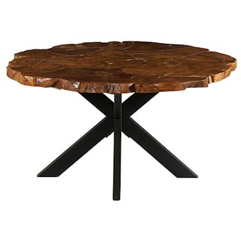 Table pied central ronde teck massif recyclé 150 cm BALTIMORE