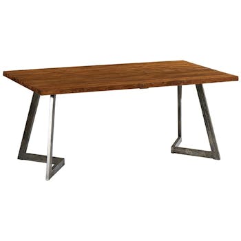 Table à manger bois recyclé teck pied accent 180 cm CLEVELAND