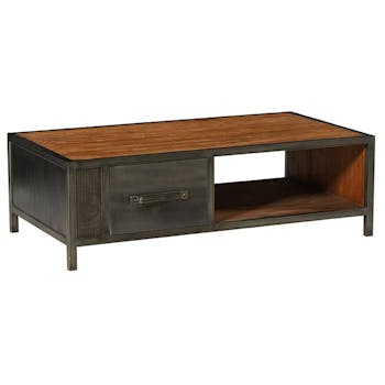 Table basse bois recyclé teck métal vieilli CLEVELAND