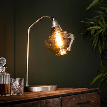 Lampe vintage verre ambré métal NIAGARA