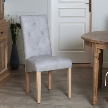Chaise salle à manger greige capitonnée MANOIR