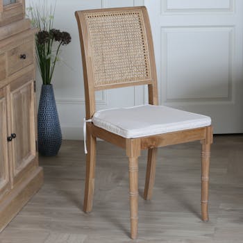 Chaise cannée Classique Chic avec son coussin d'assise L45xP43xH97cm Chêne massif MEDICIS