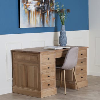 Bureau avec rangement Classique chic Chêne massif 140x75x74cm ROUEN