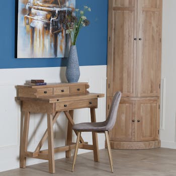 Bureau architecte 4 tiroirs Chêne massif 100x91cm EIFFEL