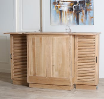 Meuble bar Classique chic Chêne massif 90x60x110cm MEDICIS