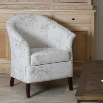 Fauteuil beige romantique lin MIRA