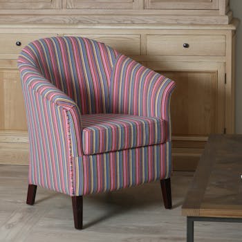 Fauteuil crapaud coton à rayures rose multicolor MIRA