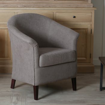 Fauteuil Cabriolet Classique Chic MIRA L 68 X P 64 X H 82 Tissu taupe uni