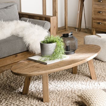 Table basse ovale en bois de pin recyclé DENVER