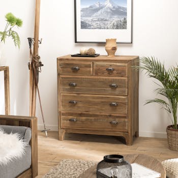 Commode de chambre en bois de pin recyclé DENVER