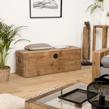 Coffre de rangement en bois de pin recyclé DENVER