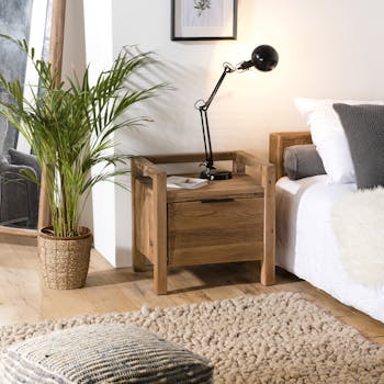 Table de chevet en bois de pin recyclé 1 tiroir DENVER