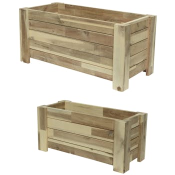 Jardinière rectangle en acacia (lot de 2)