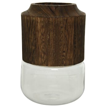 Vase en verre blanc et bois grand modèle