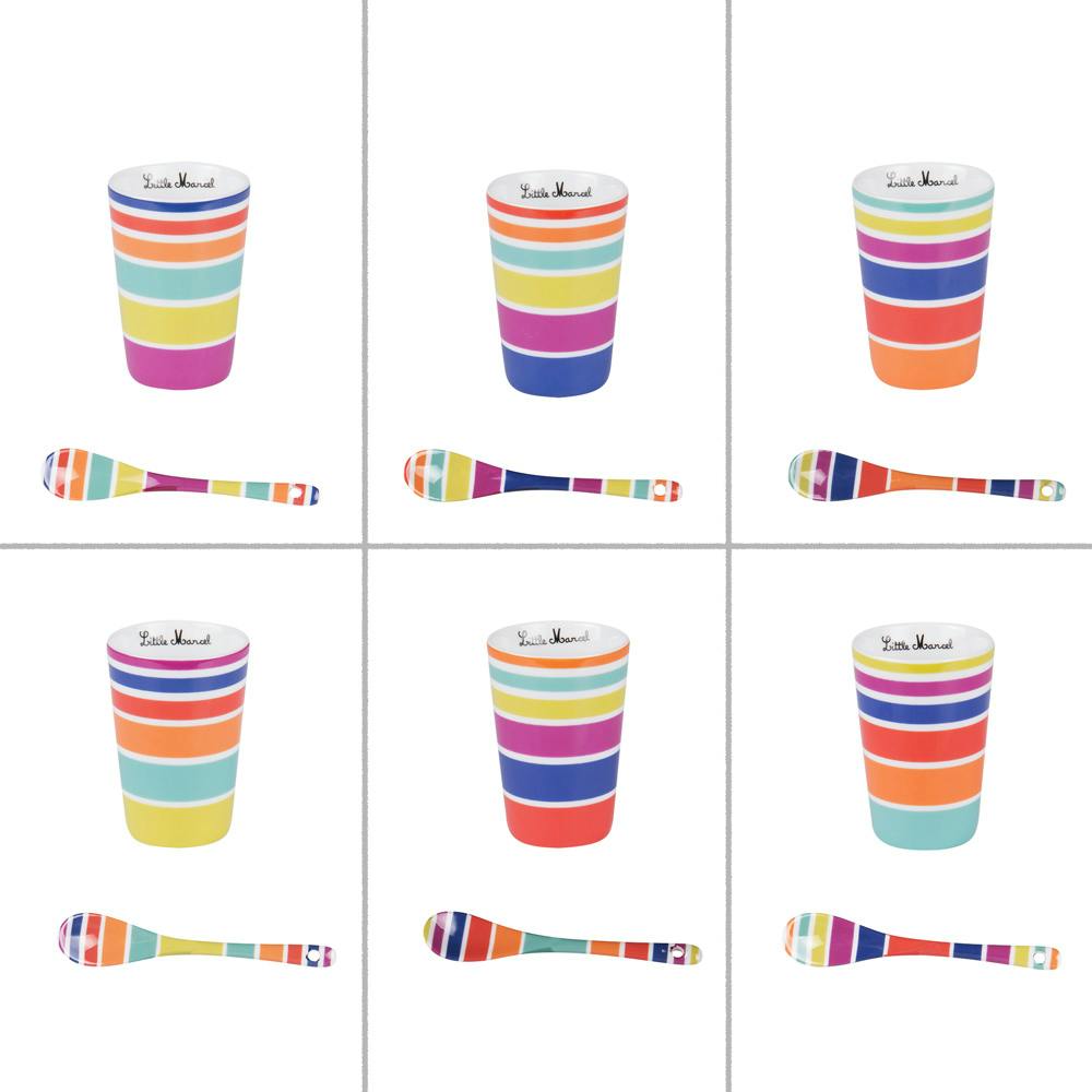 7 gobelets + cuillères multicolor