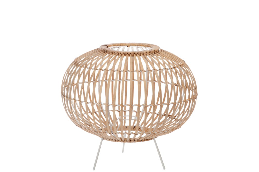 Abat-jour cage en bambou naturel sur pieds, 40x40x35cm