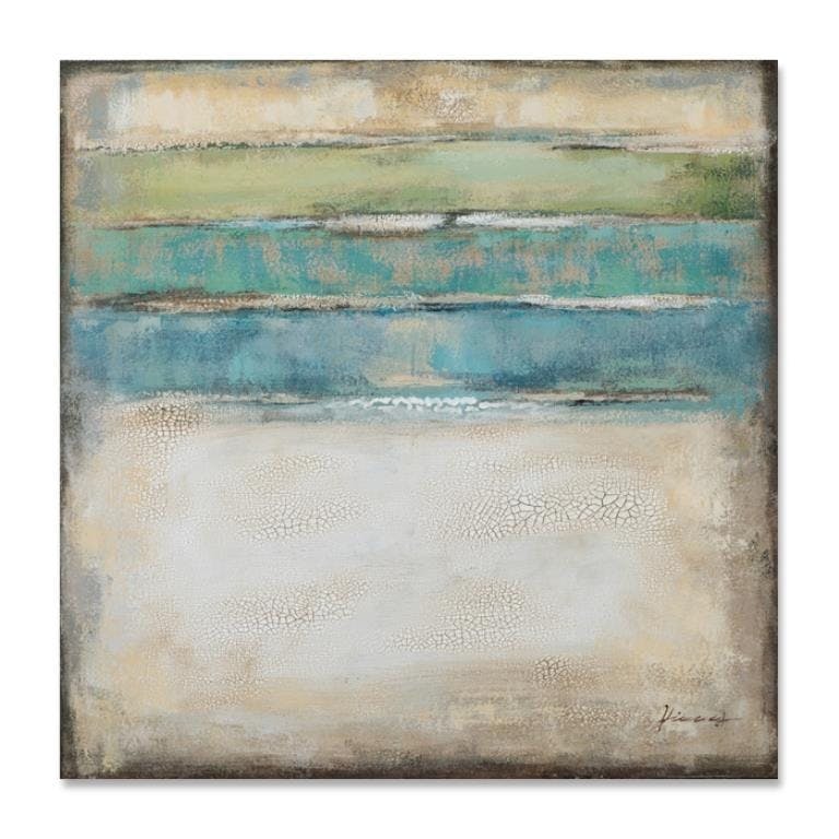 ABSTRAIT 100x100 Peinture acrylique carrée Beige et Bleu