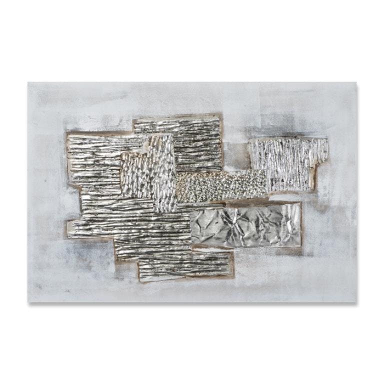 ABSTRAIT 60x90 Peinture acrylique rectangle Gris et Argent