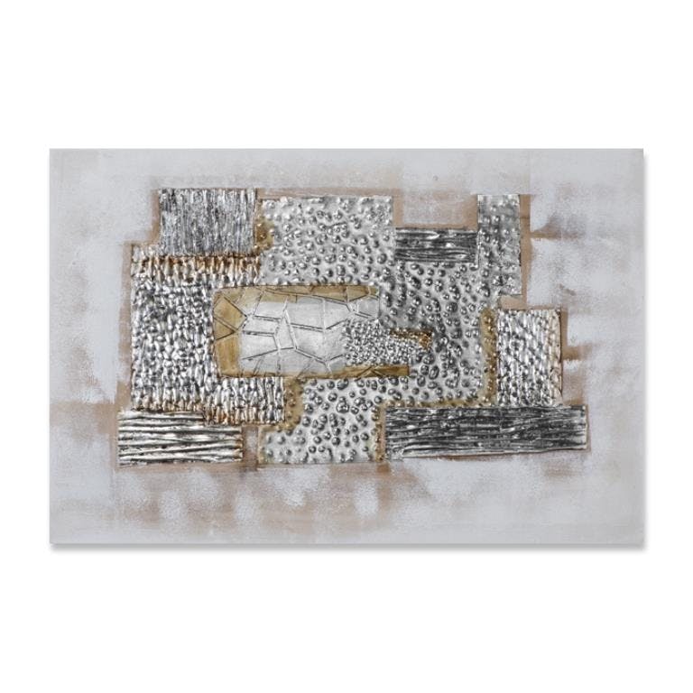 ABSTRAIT 60x90 Peinture acrylique rectangle Marron et Argent