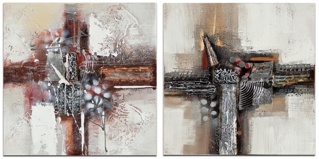 ABSTRAIT Minis toiles (x2) Marron Acrylique 25x25