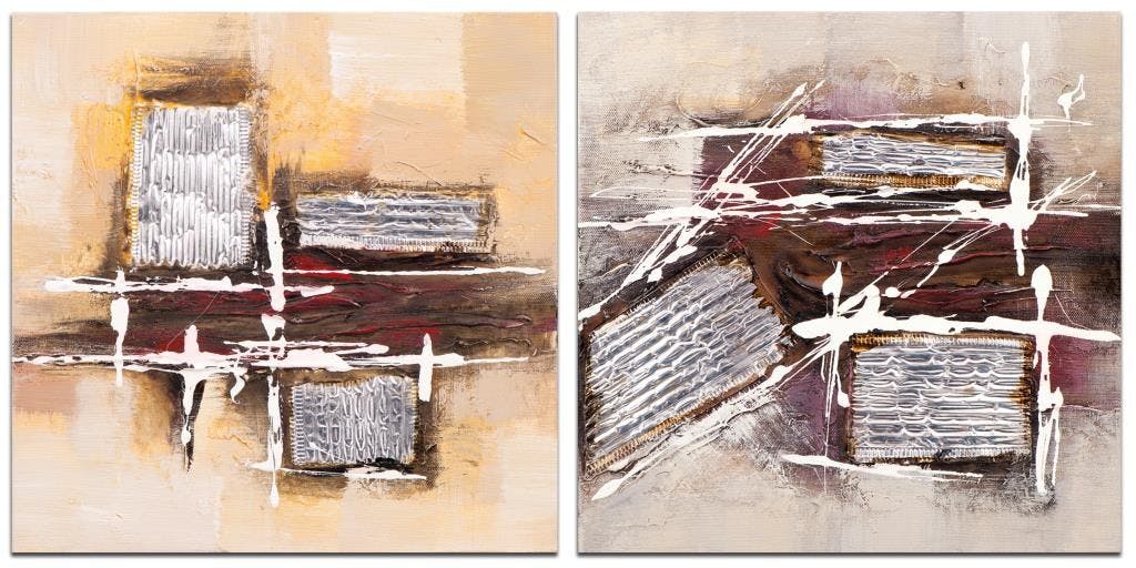 ABSTRAIT Minis toiles (x2) Marron métal Acrylique 25x25