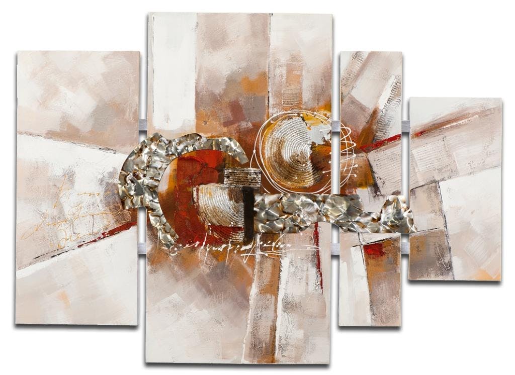 ABSTRAIT Peinture quadriptyque Marron Acrylique 109x80