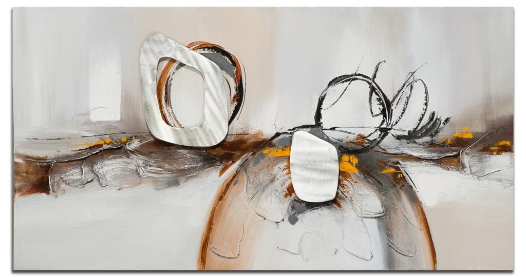 ABSTRAIT Peinture rectangulaire Jaune Acrylique 140x70