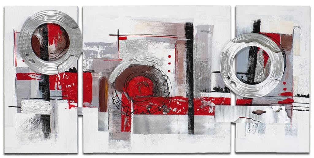 ABSTRAIT Peinture triptyque Rouge métal Acrylique 146x70