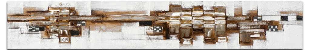 ABSTRAIT Tableau panoramique Doré métal Acrylique 25x150