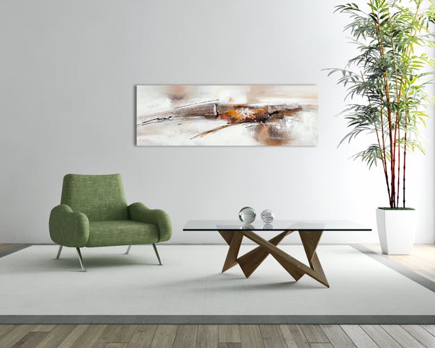 ABSTRAIT Tableau panoramique Jaune métal Acrylique 150x50