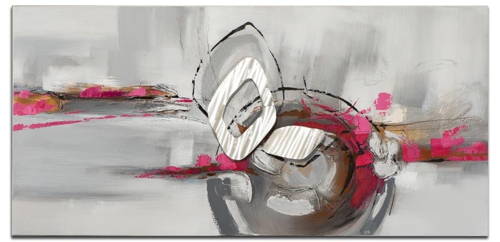 ABSTRAIT Tableau rectangle Rose marron Acrylique 140x70