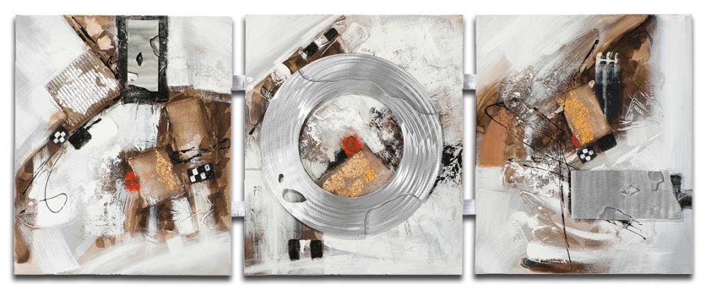 ABSTRAIT Tableau triptyque Marron métal Acrylique 156x60