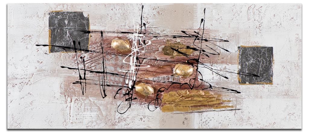 ABSTRAIT Toile rectangulaire Marron métal Acrylique 70x30