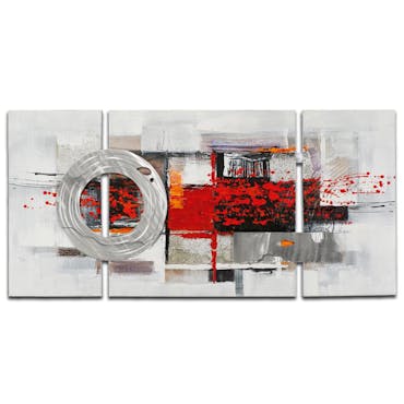  ABSTRAIT Toile triptyque Rouge métal Acrylique 146x70