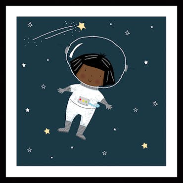 Affiche enfant encadrée cosmonaute