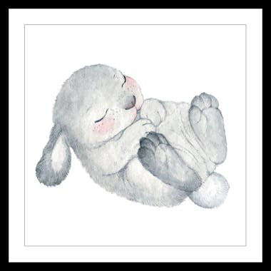 Affiche enfant encadrée lapin gris