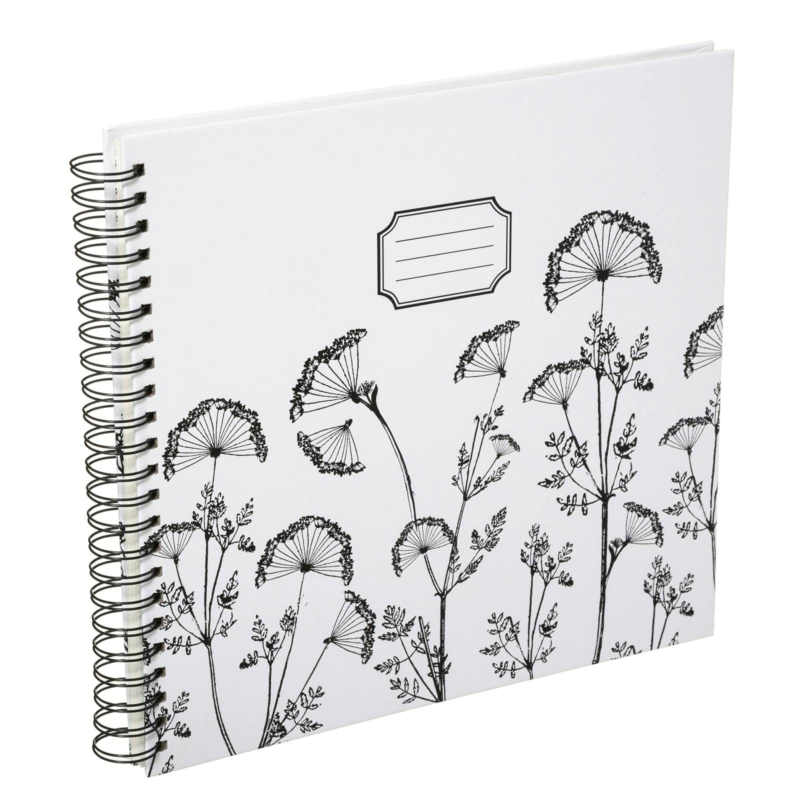 Album photo noir et blanc avec fleurs