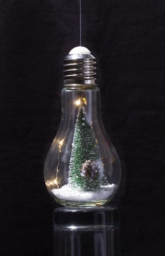 Ampoule décorative à suspendre décor sapin H18cm