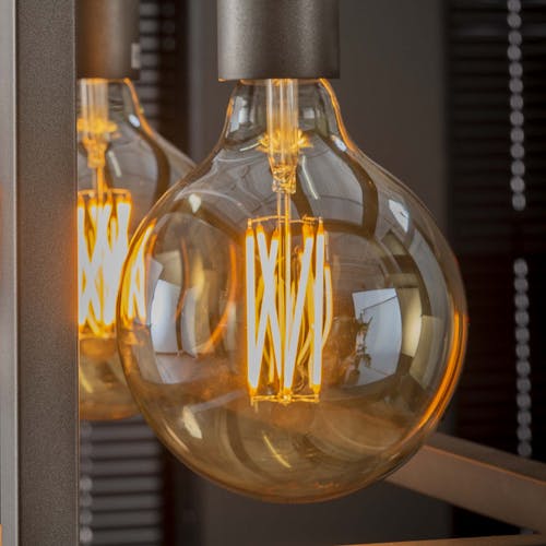 Ampoule globe 12,5 cm ambré LED filament lumière chaude (E27)