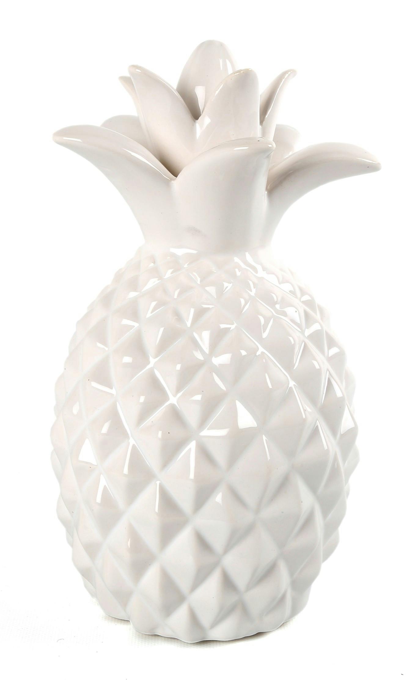 Ananas de décoration céramique blanche 14x14x24cm