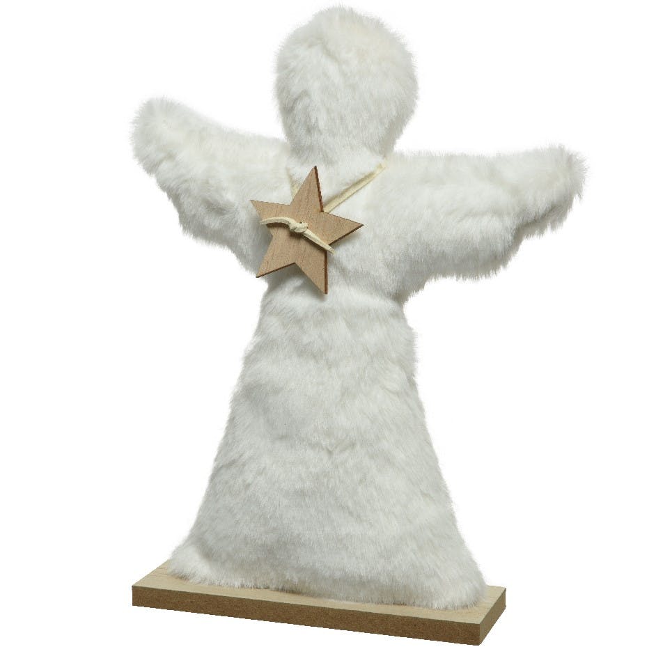 Ange de Noël en fausse fourrure H 24, 5 cm