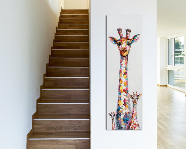 ANIMAUX 50x160 Peinture acrylique rectangle Multicolor - Girafes