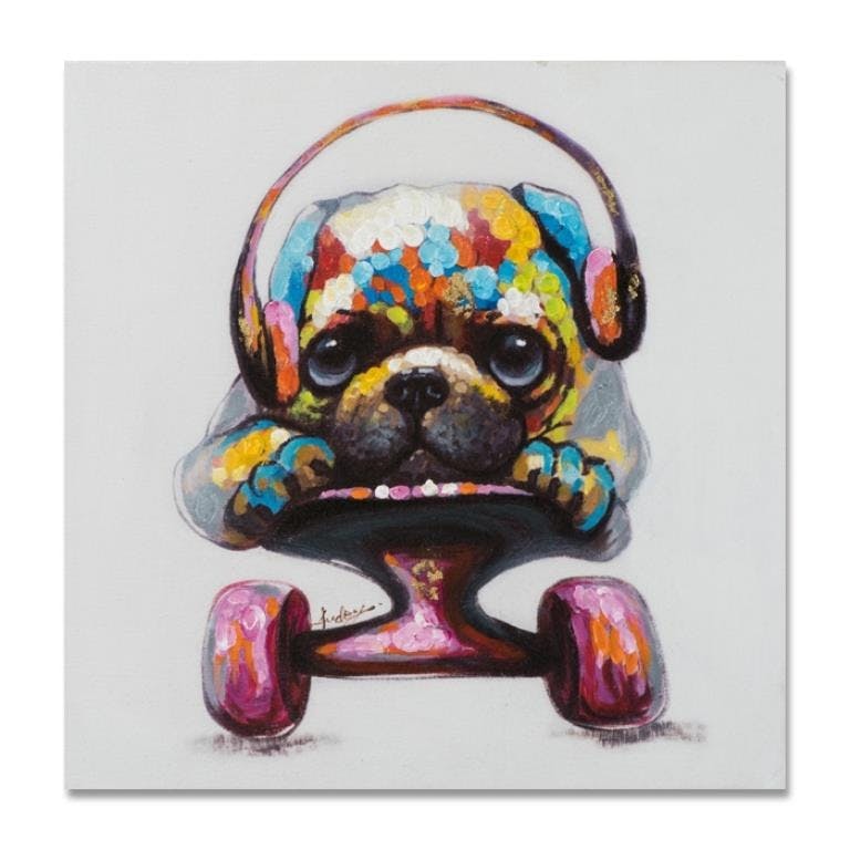 ANIMAUX 50x50 Peinture acrylique carrée Multicolor - Chien
