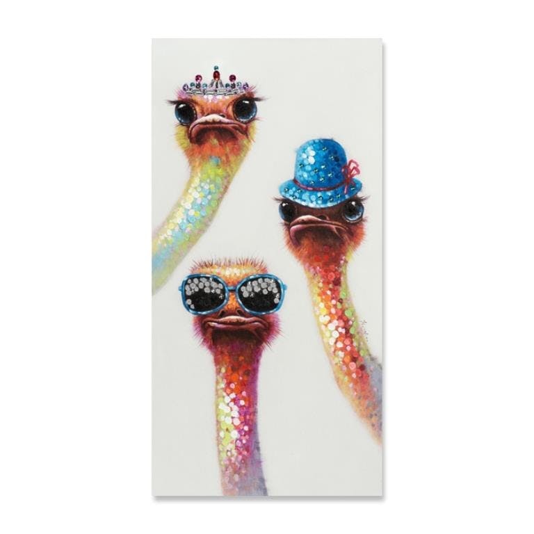 ANIMAUX 60x120 Peinture portrait acrylique Multicolor - Autruches