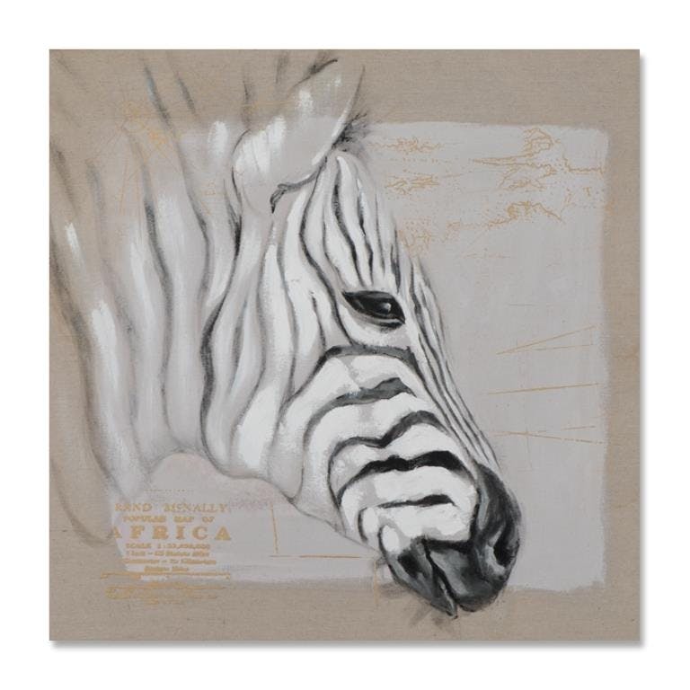 ANIMAUX 70x70 Peinture acrylique carré Blanc et Marron