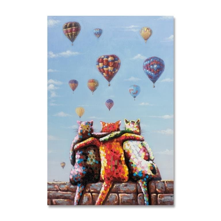 ANIMAUX 80x120 Peinture acrylique rectangle Multicolor - Chats