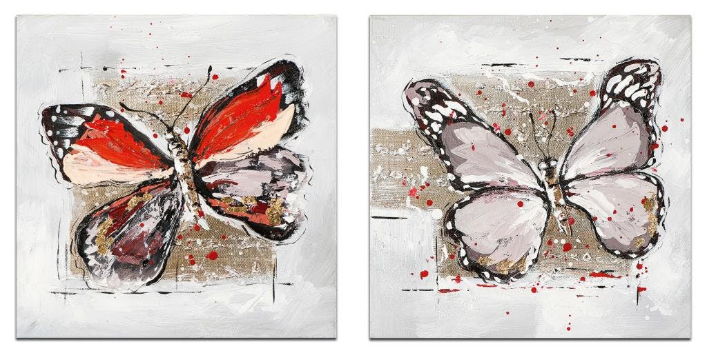 ANIMAUX Minis toiles Figurative (x2) Rouge Acryl. 25x25