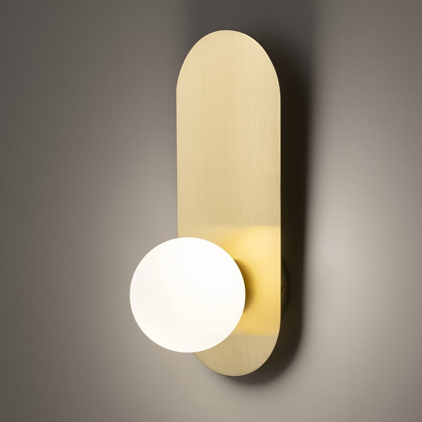 Applique globe en verre avec support doré, style design MESA