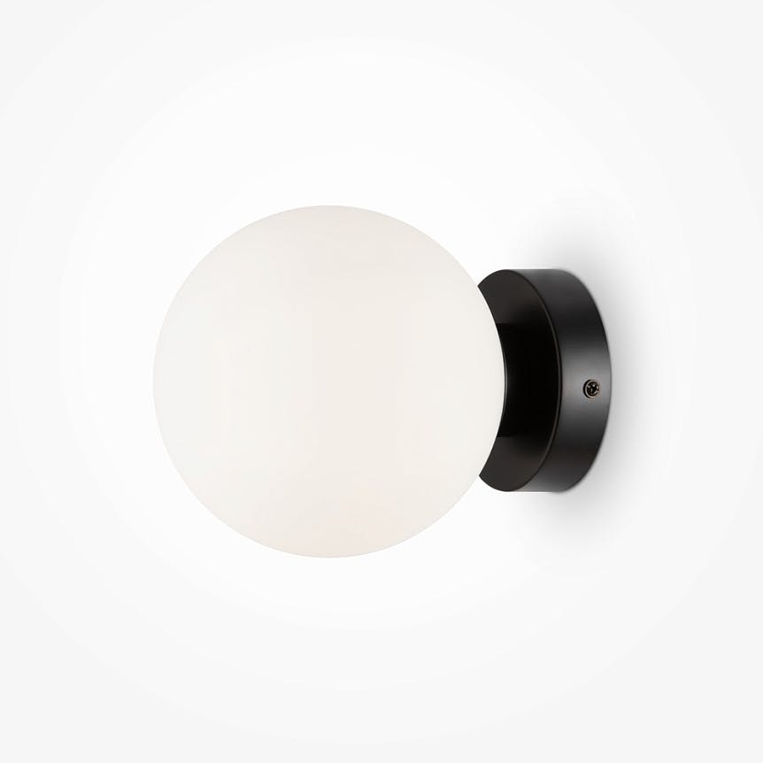 Applique globe verre dépoli - noir & blanc, 15 cm DELTONA