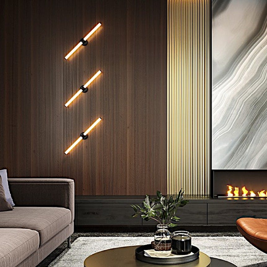 Applique moderne avec LED - tige noire et blanc DELMAR